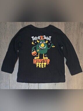 Jumping beans Black Long Sleeve 'Monster Feet' Halloween Tee with Monster 3T
